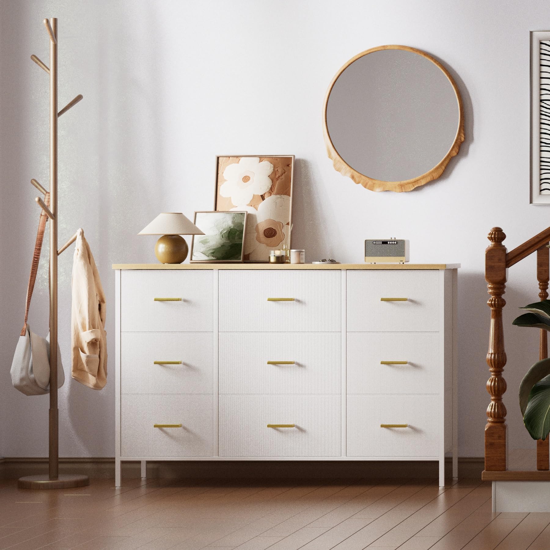 VASICAR wide TV stand organization idea illustrating versatile storage in entryways