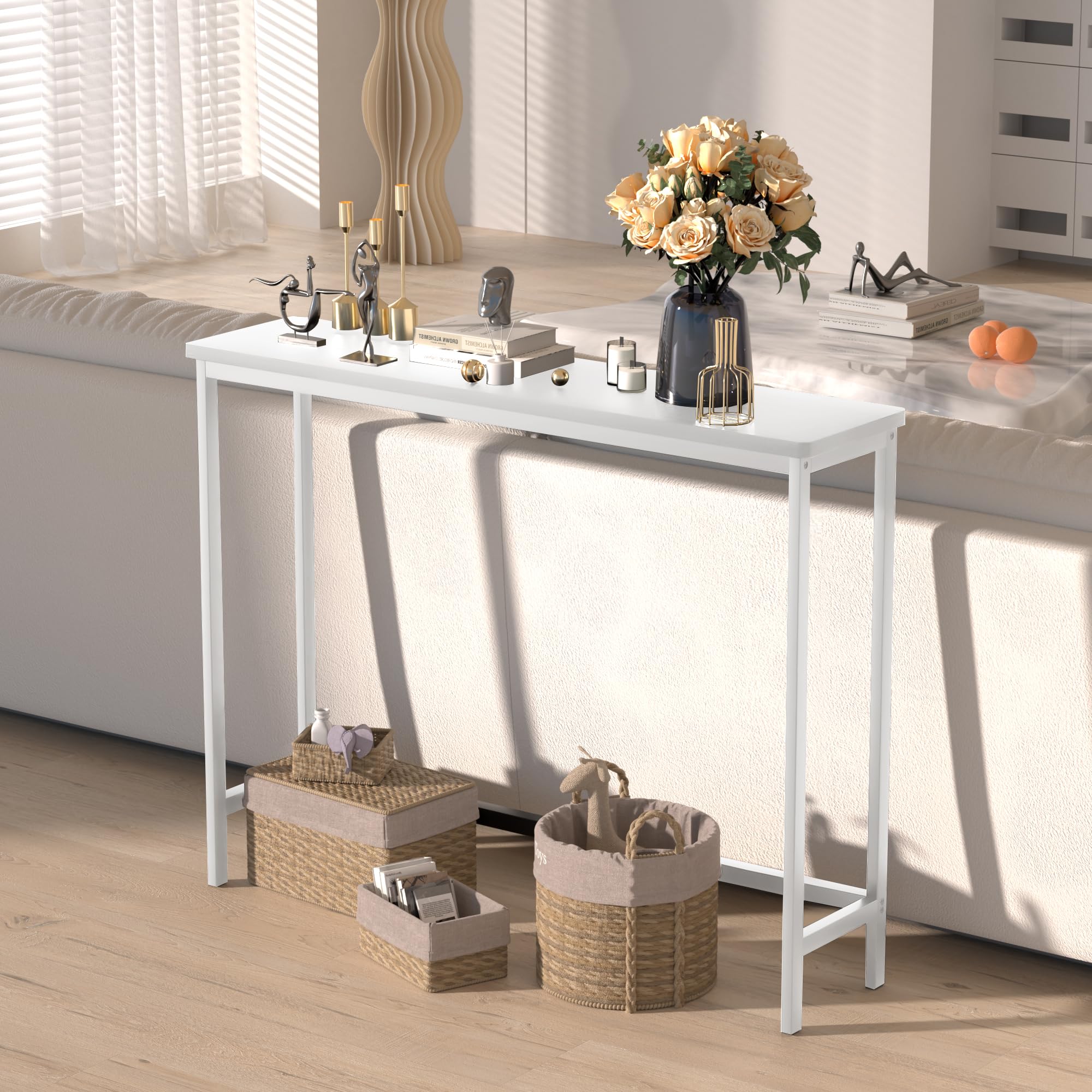 VASMIA console table painted surface detail reveals smooth, scratch-resistant finish.