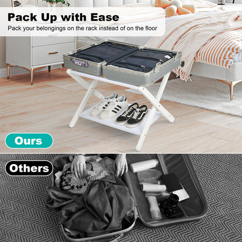 VASMIA luggage rack lower shelf keeps shoes off the floor for organized spaces