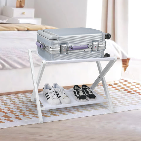 VASMIA luggage rack side view showing top surface supports up to 110 lb