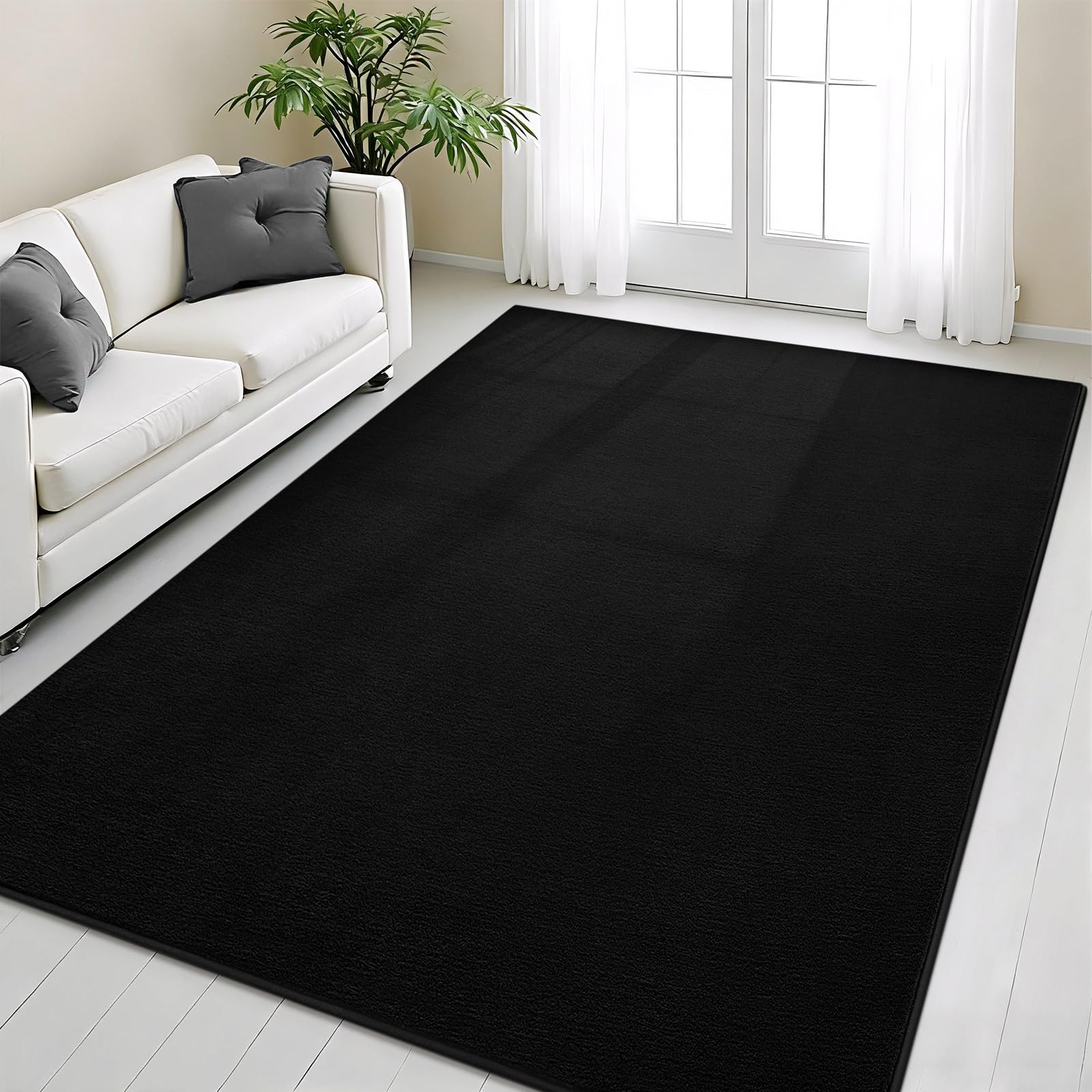 Vasofe black 4x6 area rug with soft plush surface for cozy in-home use