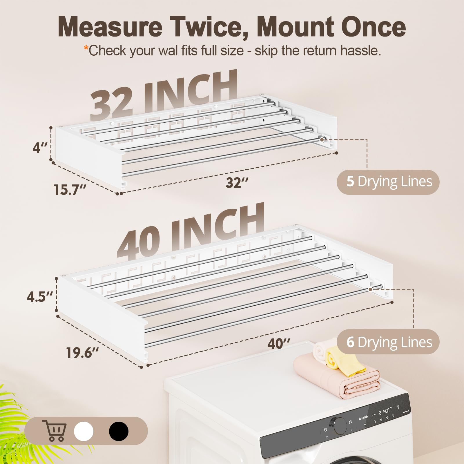 Vasunray five stainless steel drying rods offer sturdy, rust-resistant drying.