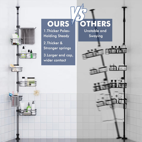 Vatex Corner Shower Caddy soap dish keeps bars dry and accessible.