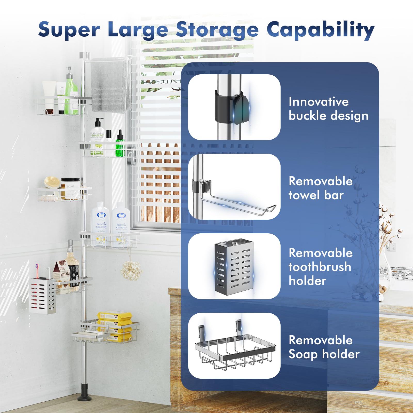Vatex adjustable 6-basket layout allows perfect spacing for tall bottles.
