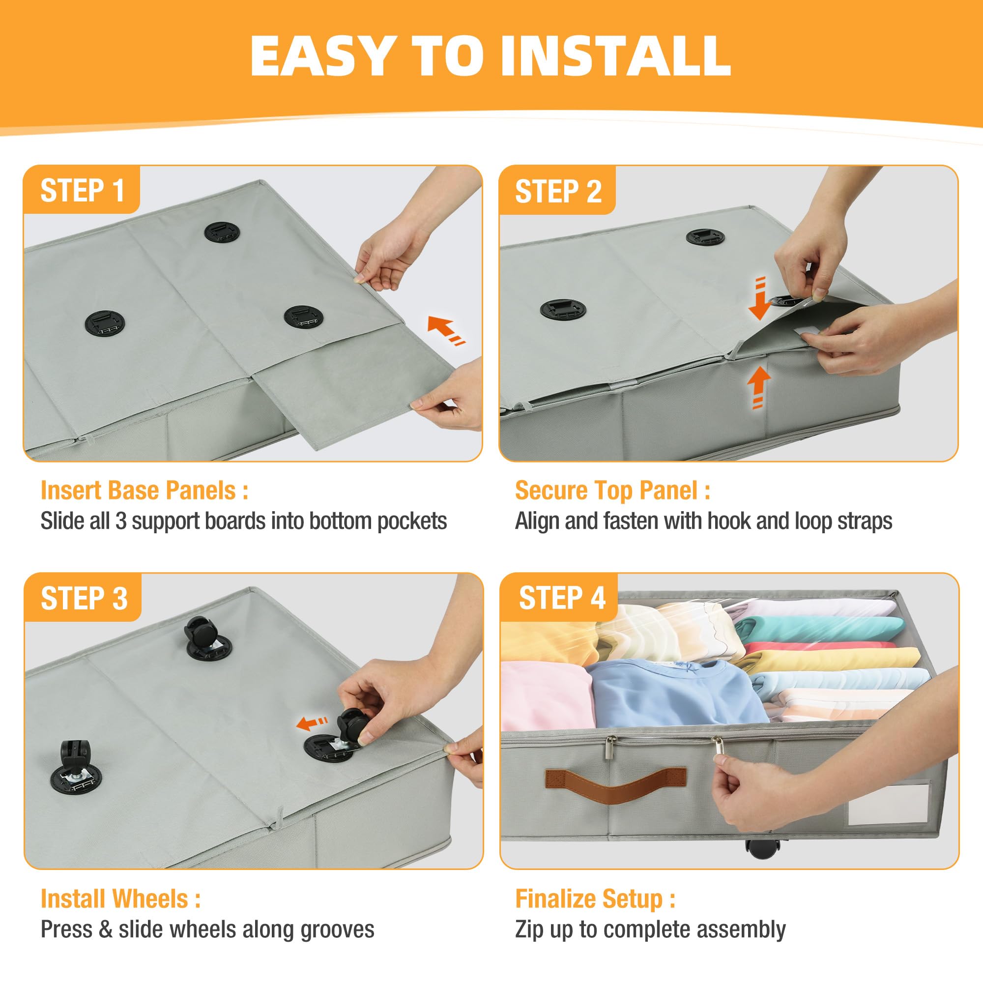 VatFott two-pack under-bed storage maximizes space under low beds.