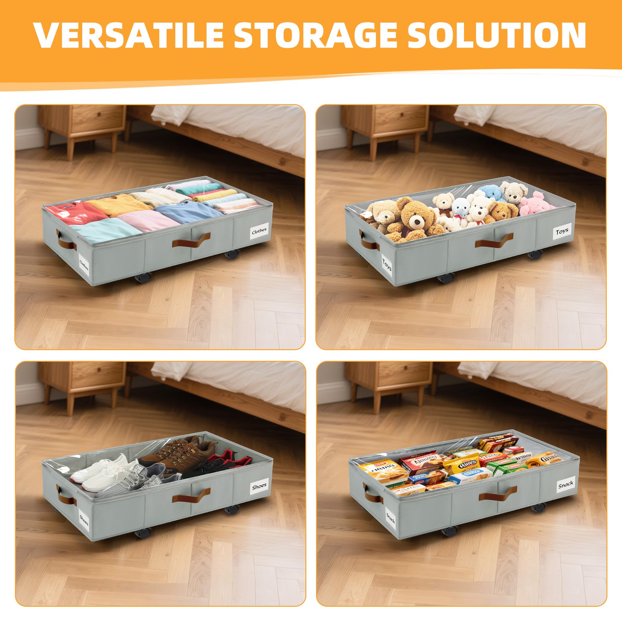 VatFott under-bed drawers fold flat for compact storage when not in use.