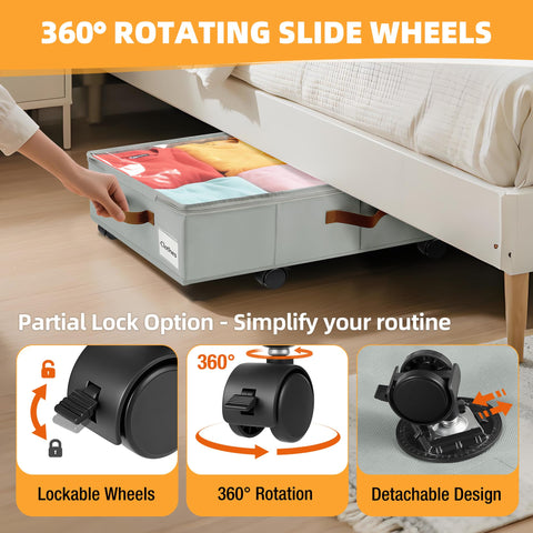 VatFott under-bed drawers with clear cover for quick visibility of contents.