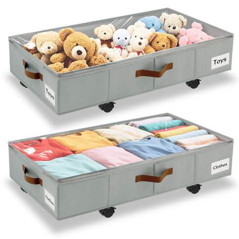 VatFott under-bed storage with wheels, smooth rolling for clothes and shoes.
