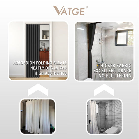 Vatge easy installation works with most curtain rods.