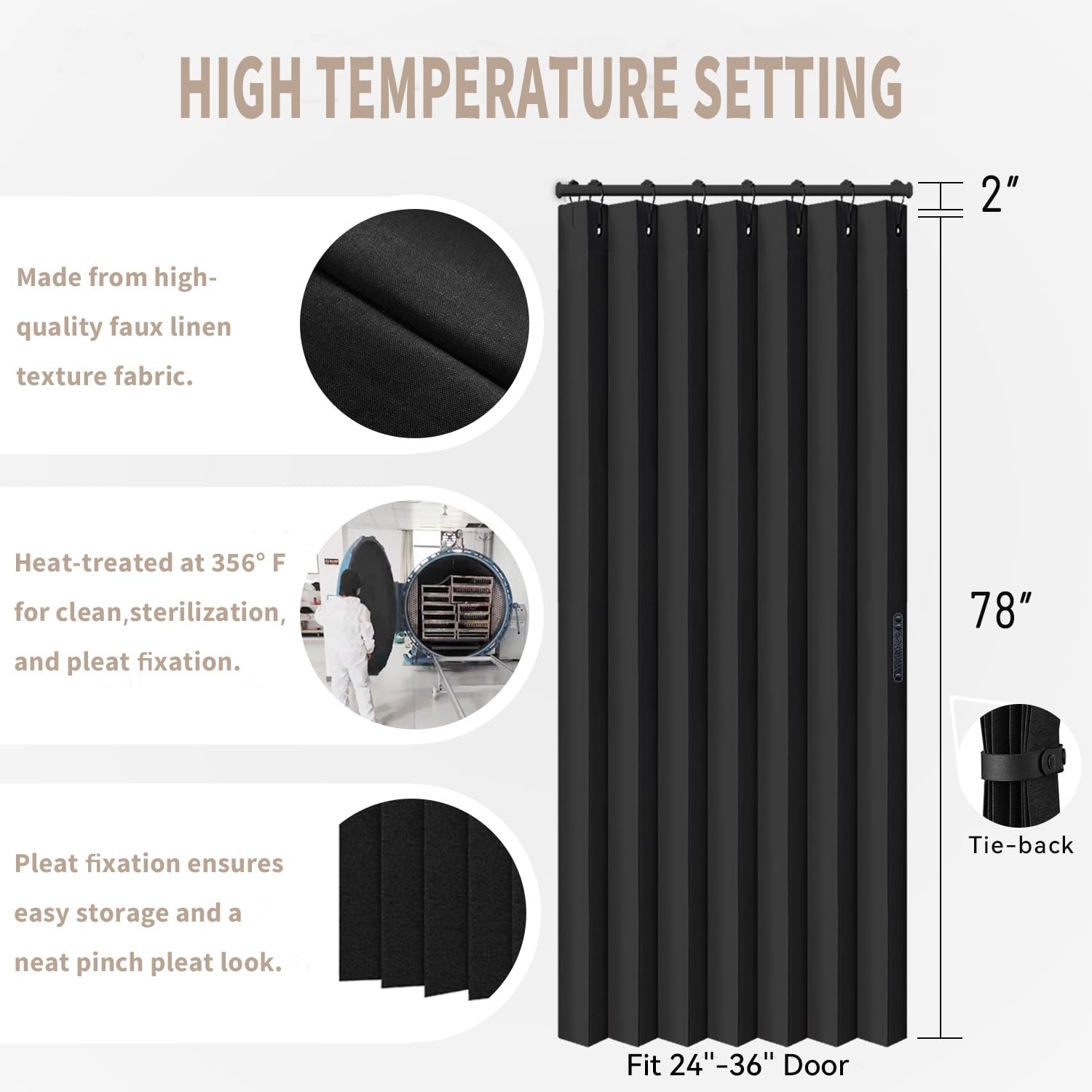 Vatge room divider curtain with folding style adds flexible space.