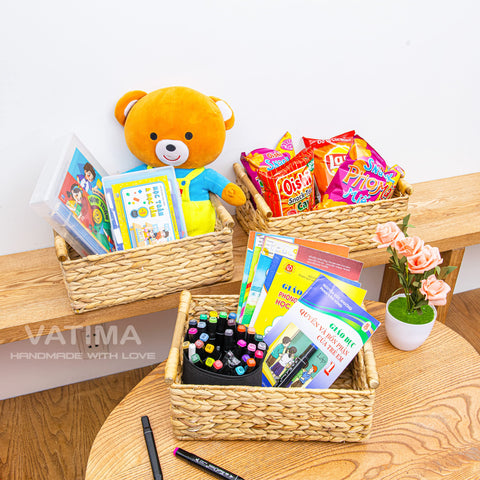 VATIMA basket helps organize toys neatly on shelves.