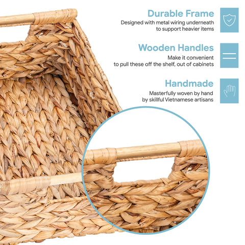 VATIMA Hyacinth large wicker basket with wooden handles, easy to move between rooms.