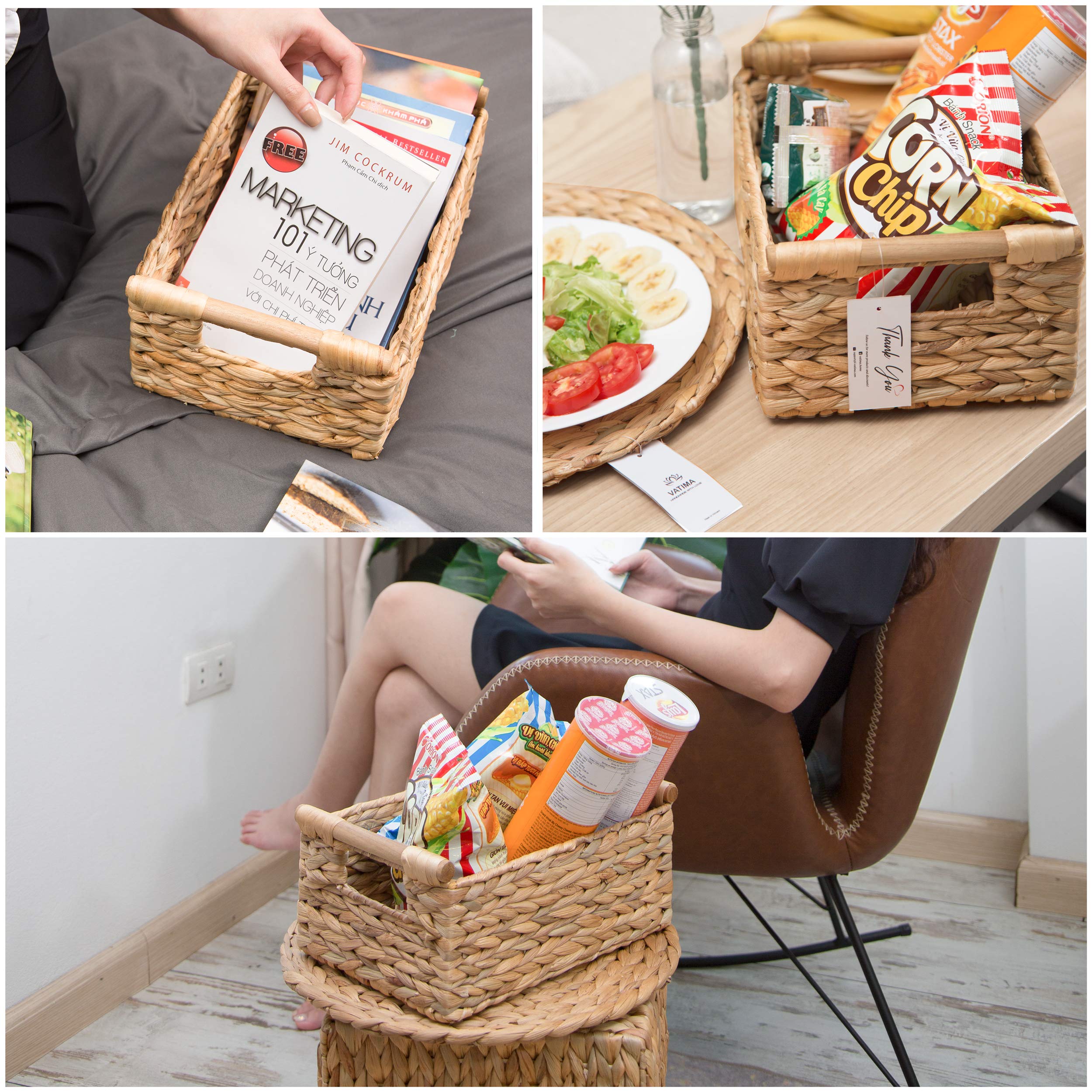 VATIMA eco-friendly water hyacinth basket highlighting natural fibers
