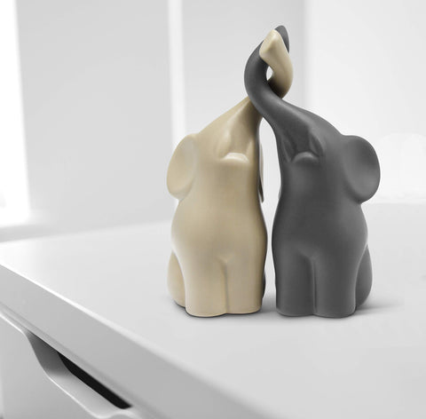 Vaudagio elephants face-detail showcases artisanal charm for focal shelf display.