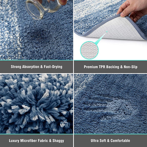 Vaukki absorbent bath mat demonstrates rapid water absorption after shower.
