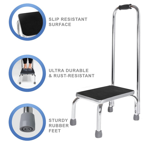 Vaunn chrome-finish stool showcases rust-resistant construction for long-term use