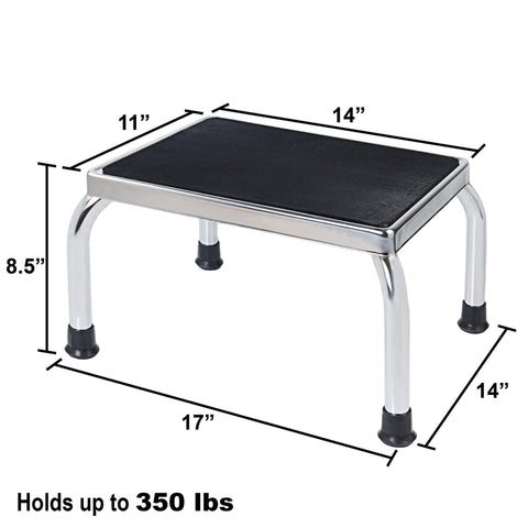 Vaunn foot step stool helps reach high kitchen shelves safely.