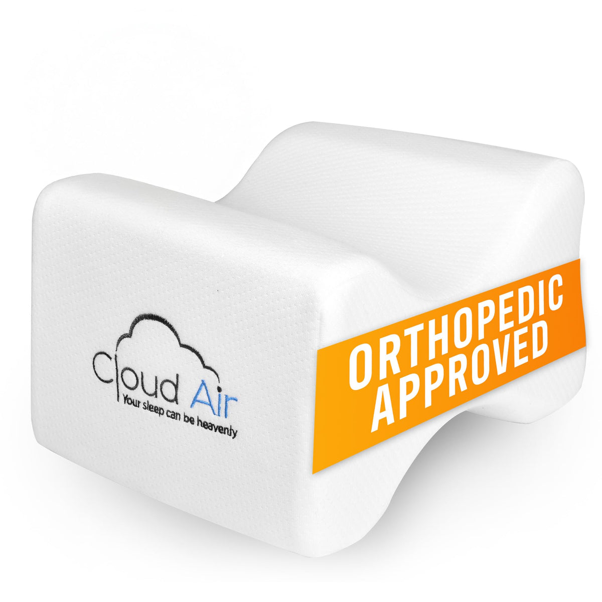 Vaunn Medical Cloud Air Side Sleeper knee pillow nestled between knees for ergonomic support.