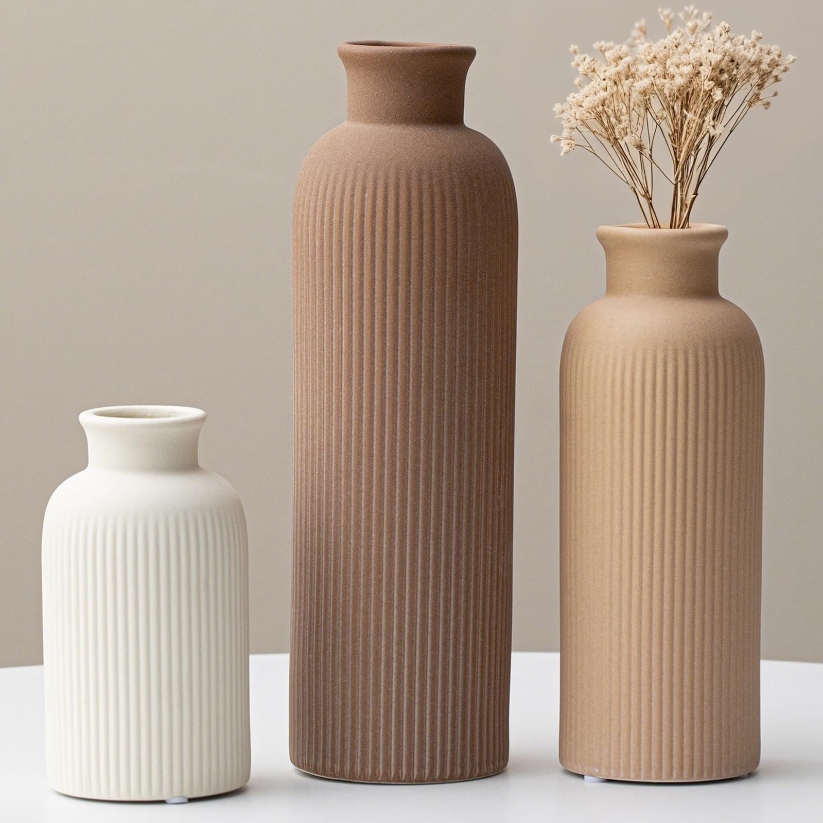 vaurcesa coffee mix vases small ribbed detail elevates modern shelves