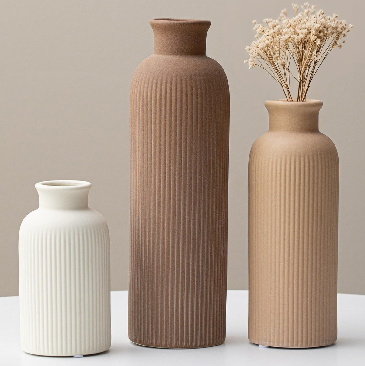 vaurcesa coffee mix vases small ribbed detail elevates modern shelves