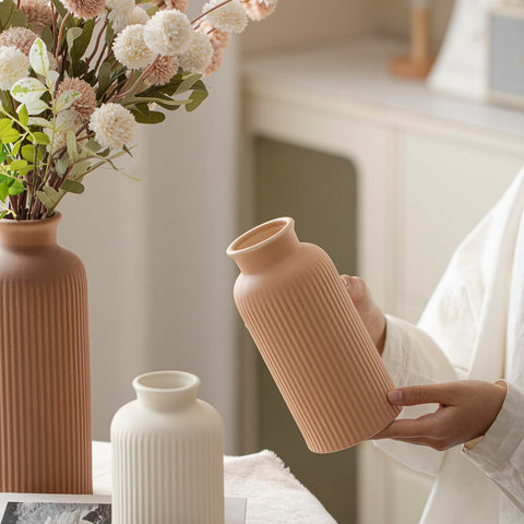 Vaurcesa rich brown vase 10in provides depth on shelves and mantels
