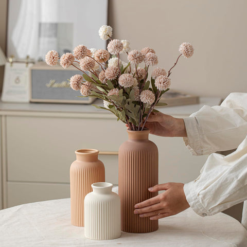Vaurcesa light terracotta ribbed vase 10in adds warm color and versatile arrangement options