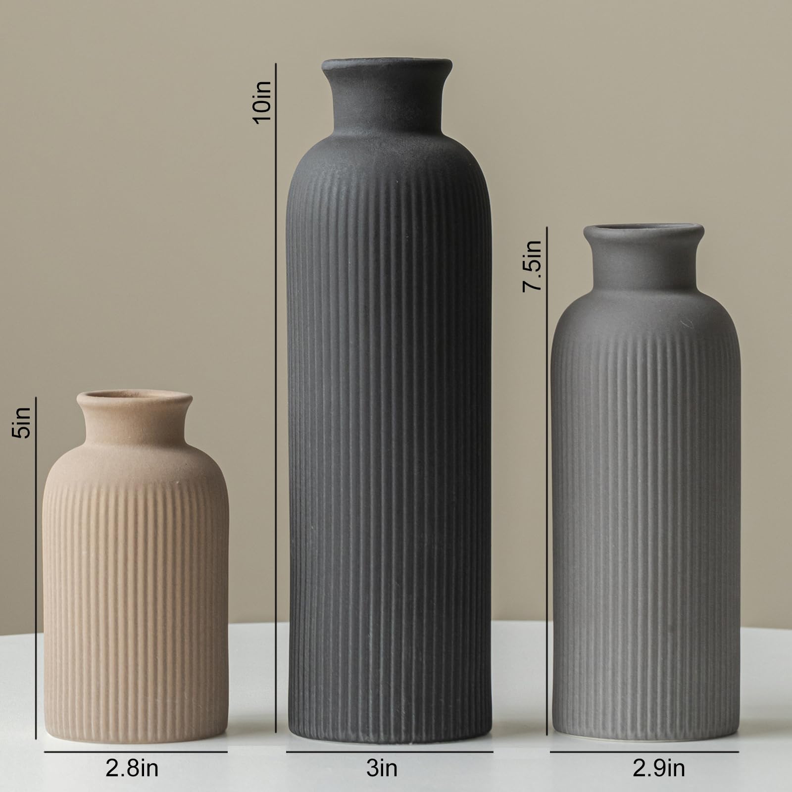 Vaurcesa dried flowers styled in ceramic vases.