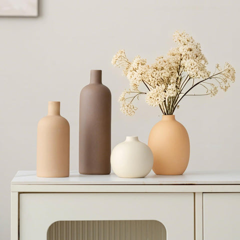 Vaurcesa vase set cacao brown tall form adds earthy contrast
