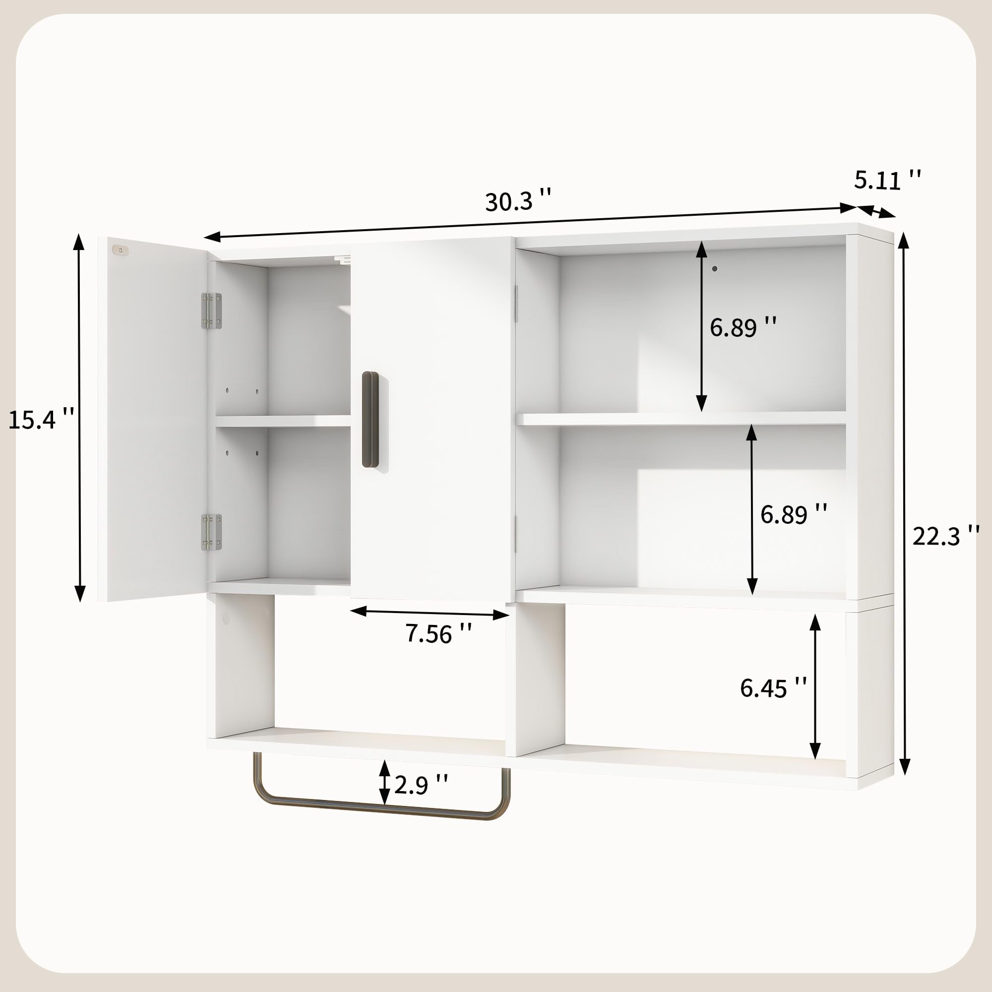 Vavkorkula medicine cabinet doors open, adjustable shelves for versatile storage