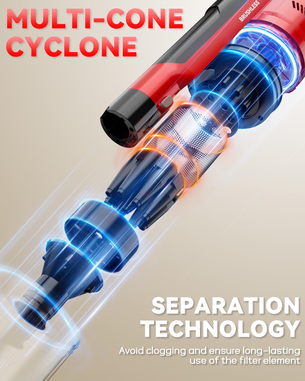 VAXCANZE 3-mode suction for tailored cleaning on different surfaces.