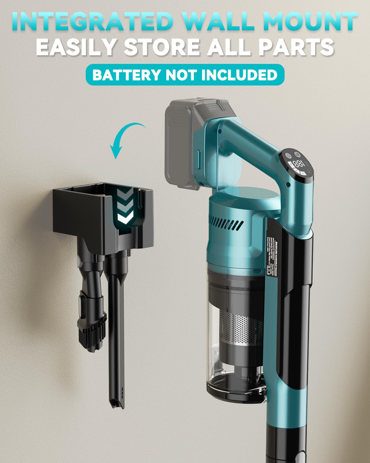 VAXCANZE LED touch display lets you adjust suction and monitor power.