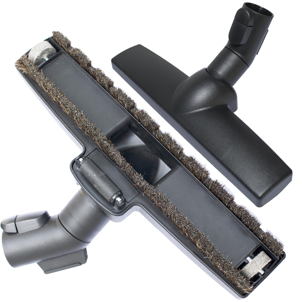 VACEXT horsehair brush with wheels attachment cleans floors gently