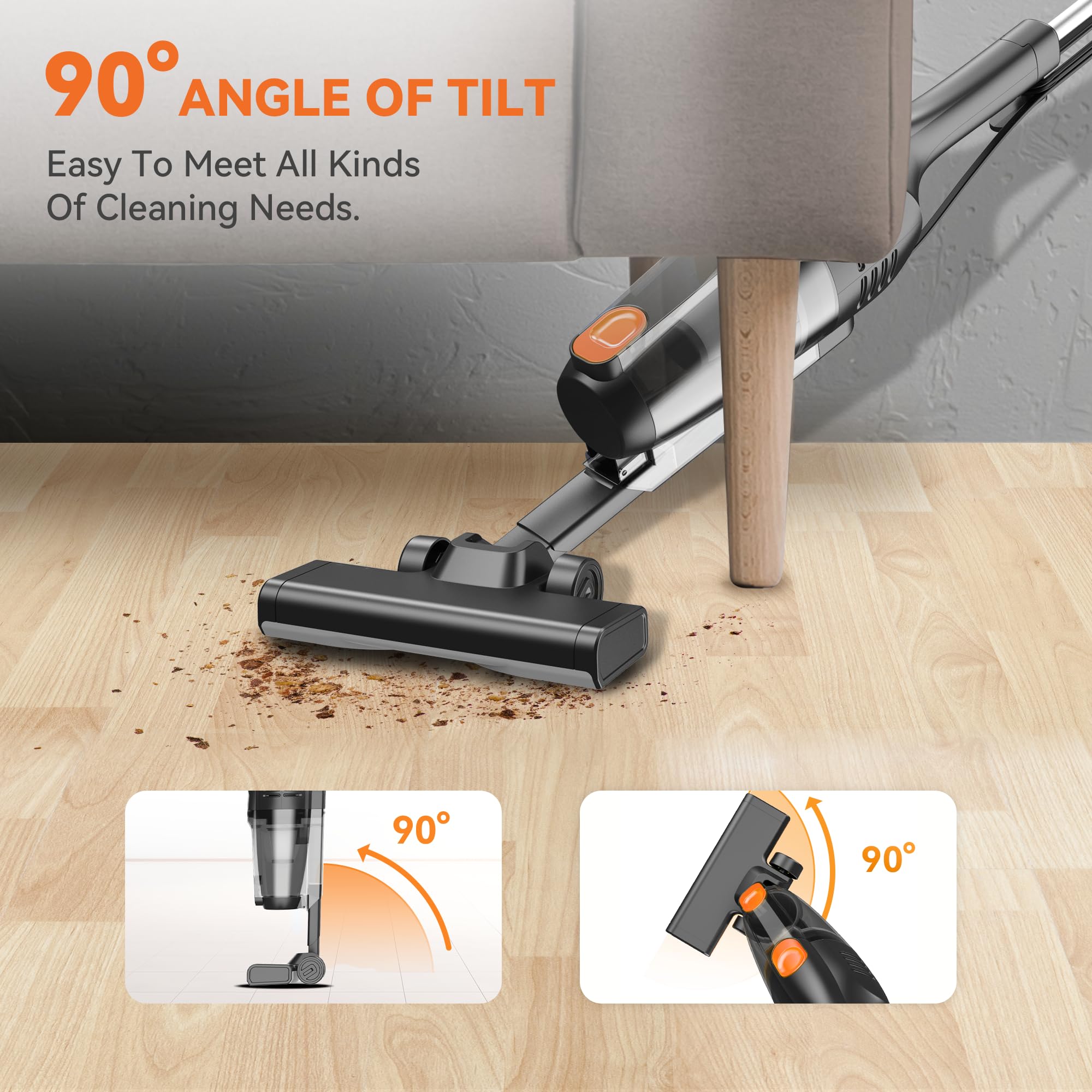 Vazone R6X 16ft cord extended for uninterrupted room-to-room cleaning