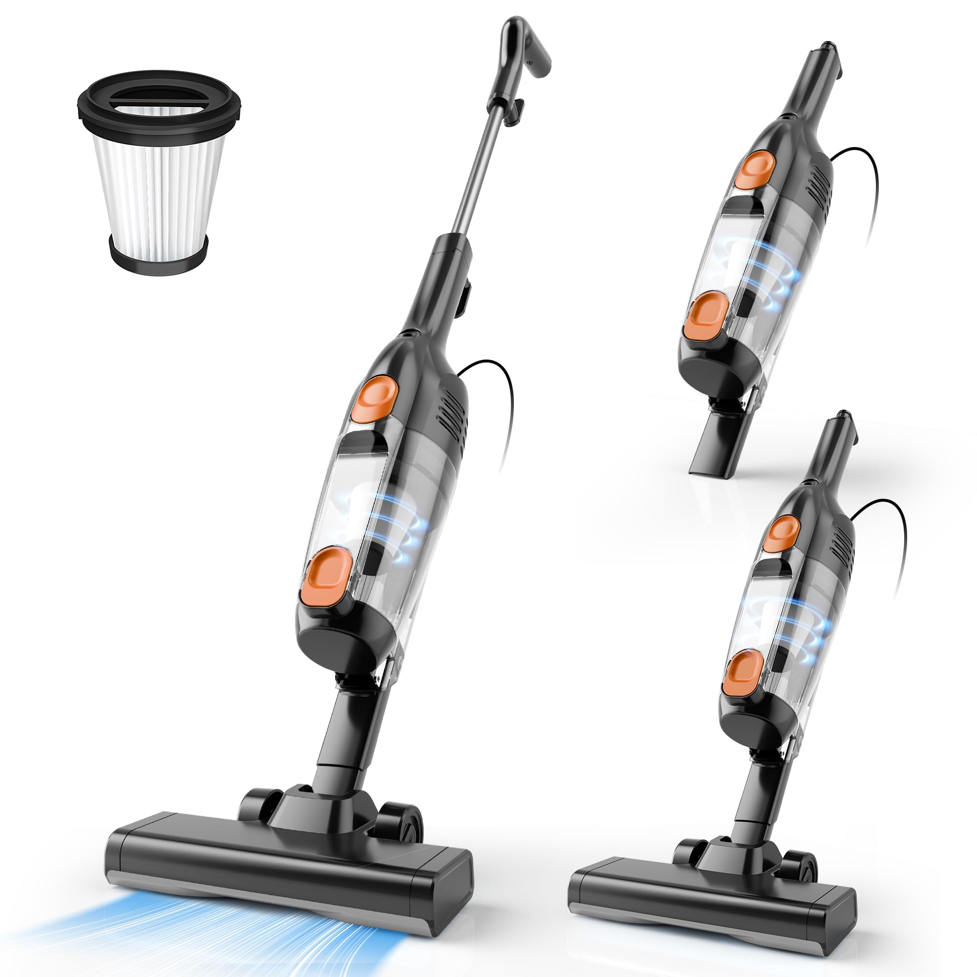 Vazone R6X corded stick vacuum on hardwood floor delivers powerful suction
