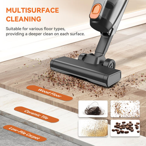 Vazone R6X handheld mode reaches sofa corners for quick spot-cleaning