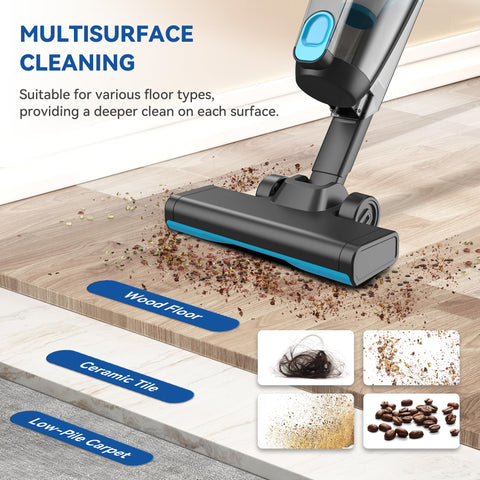 Vazone R6X hardwood floor brush captures fine dust on wood surfaces.