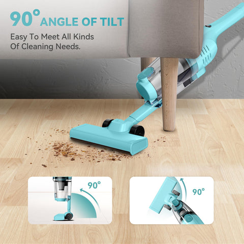 Vazone R6X handheld attachment cleaning a sofa edge.