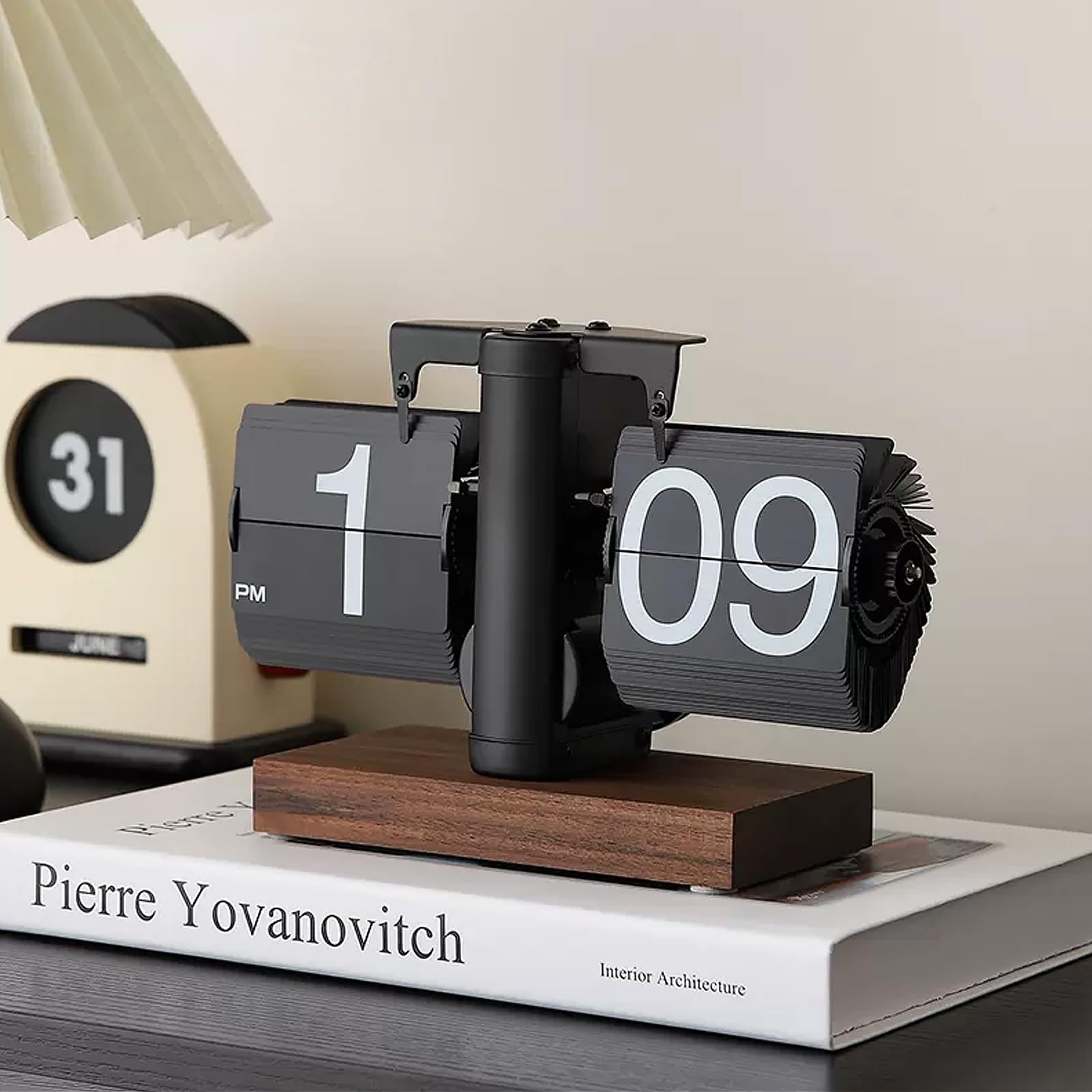 VBESTLIFE retro flip clock with knob adjustment for precise time setting