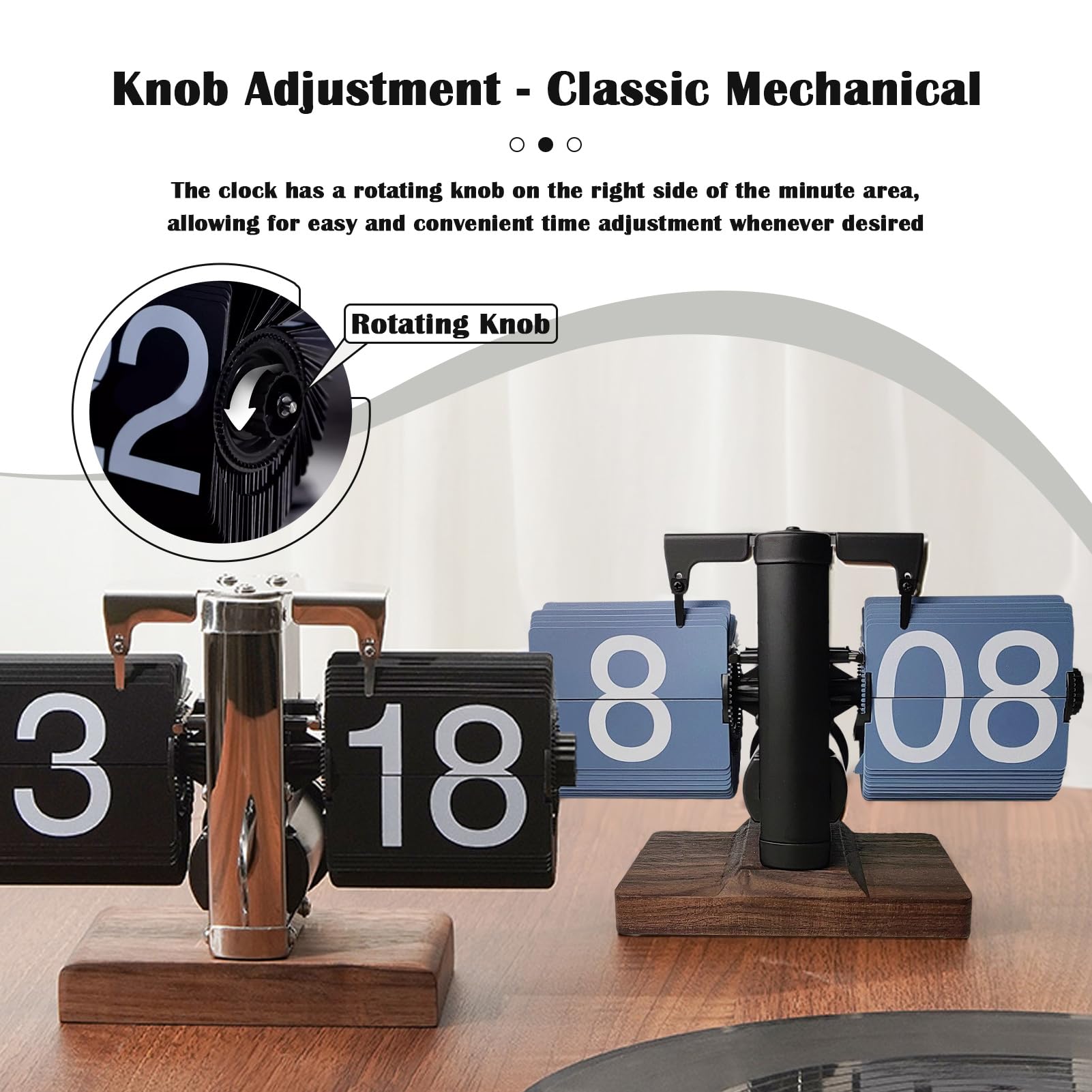 VBESTLIFE clock rests on a smooth base for safe, stable placement