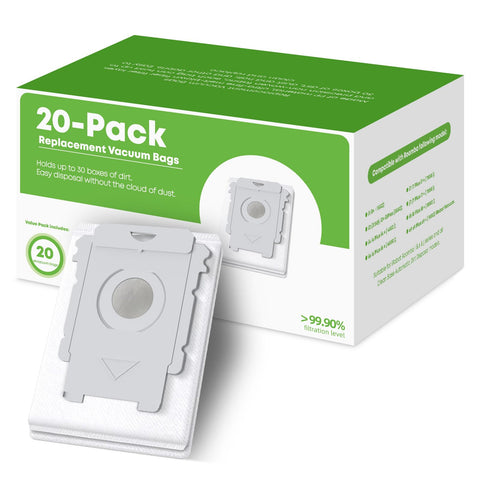 VBN Roomba bags 20-pack with tools for quick replacement.
