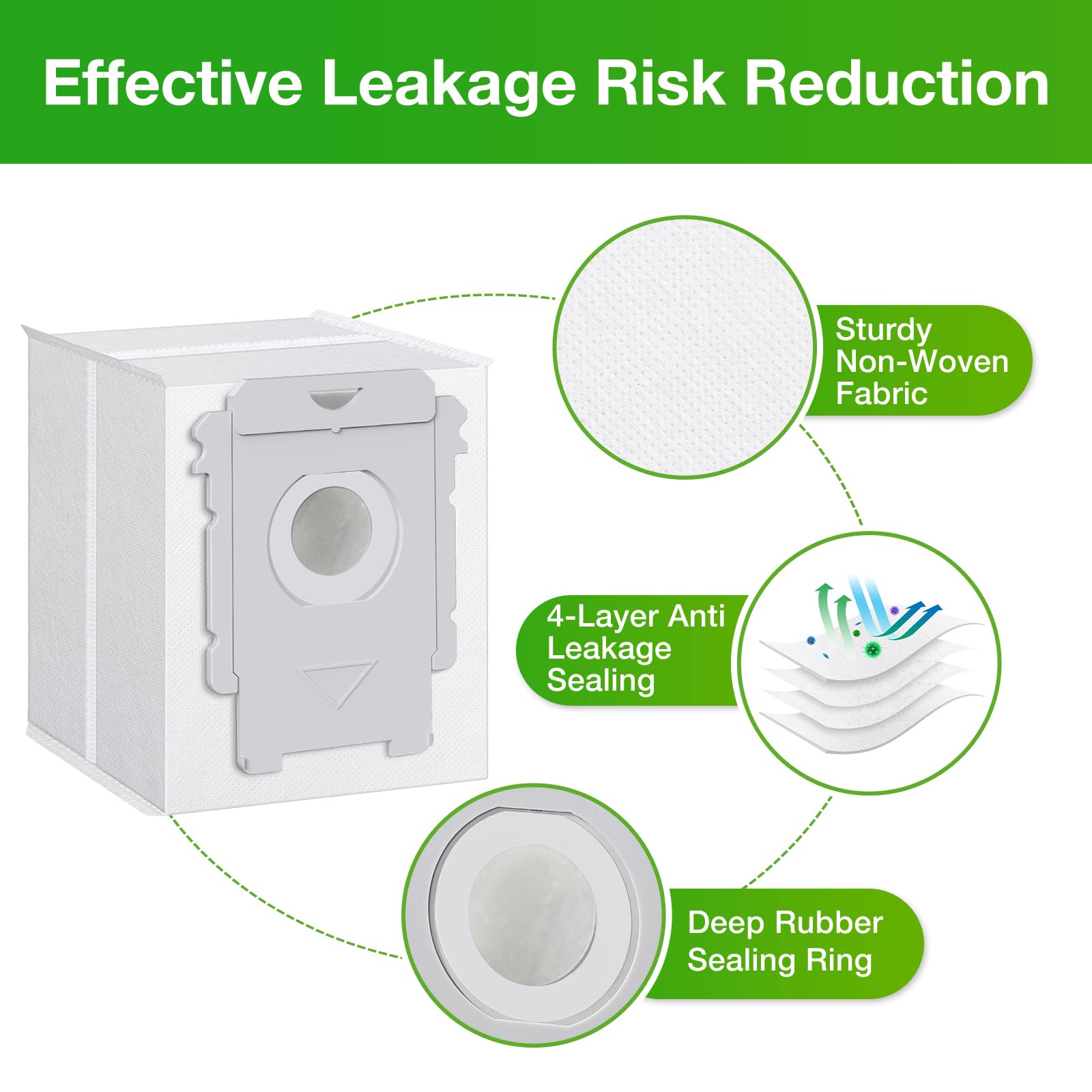 VBN Roomba bags with easy handling avoid dust clouds.