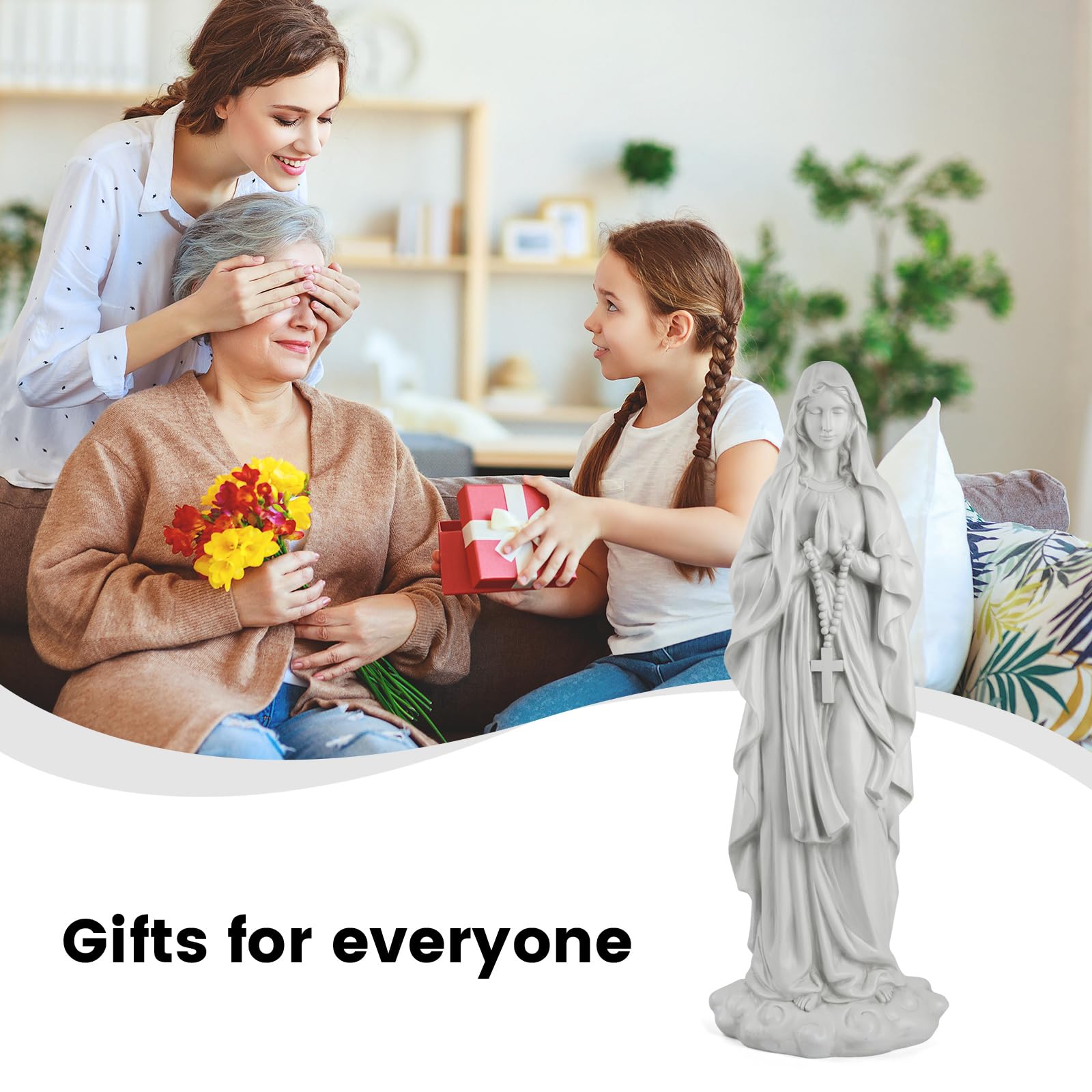 VChymm Virgin Mary statue UV-resistant paint detail, color stays vibrant.