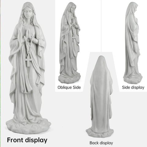 VChymm Virgin Mary cross-pendant detail, highlights sacred design.