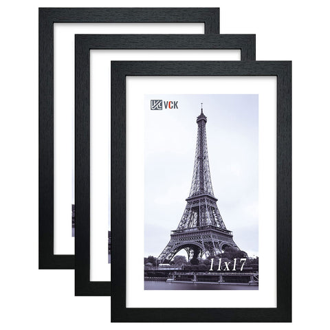 VCK 11x17 frame close-up in black wood with clear plexiglass for vivid display