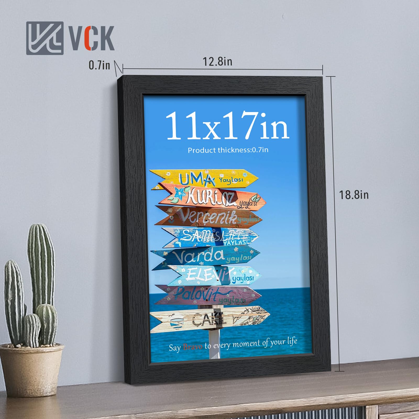 VCK trio frames on wall arranged in a horizontal gallery layout