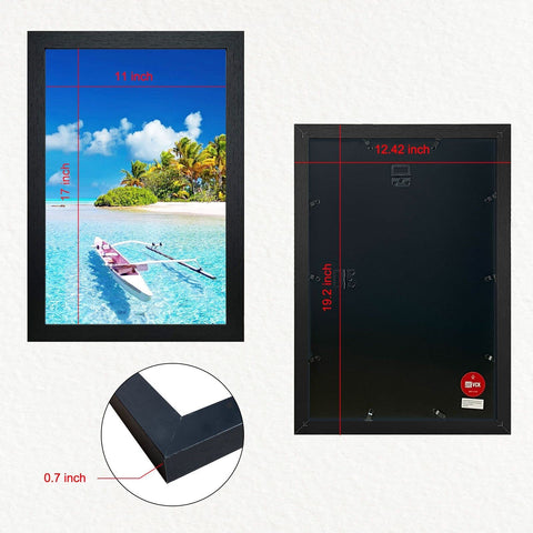 VCK 11x17 frame back panel supports secure wall mounting for vertical or horizontal displays