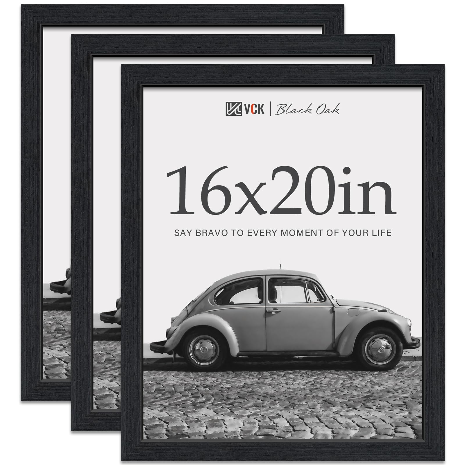 VCK 16x20 black oak wood frame front view for wall display