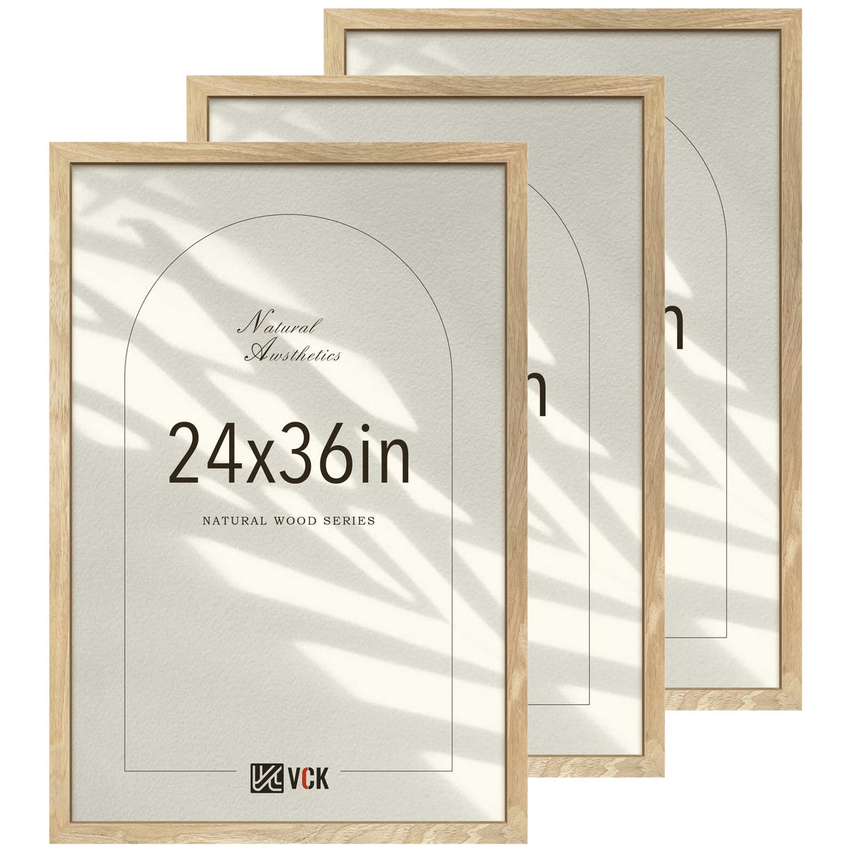 VCK 24x36 poster frame natural wood front view highlighting classic grain and versatile display