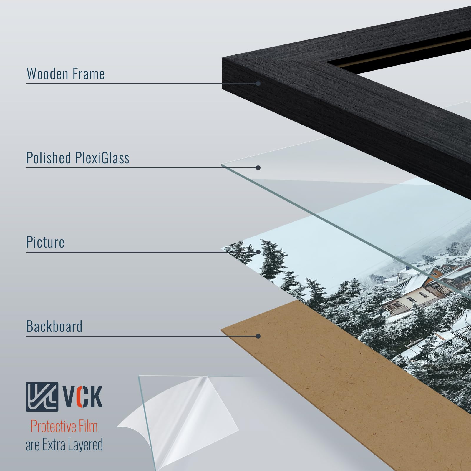 VCK frame corner detail highlights reinforced construction for lasting display