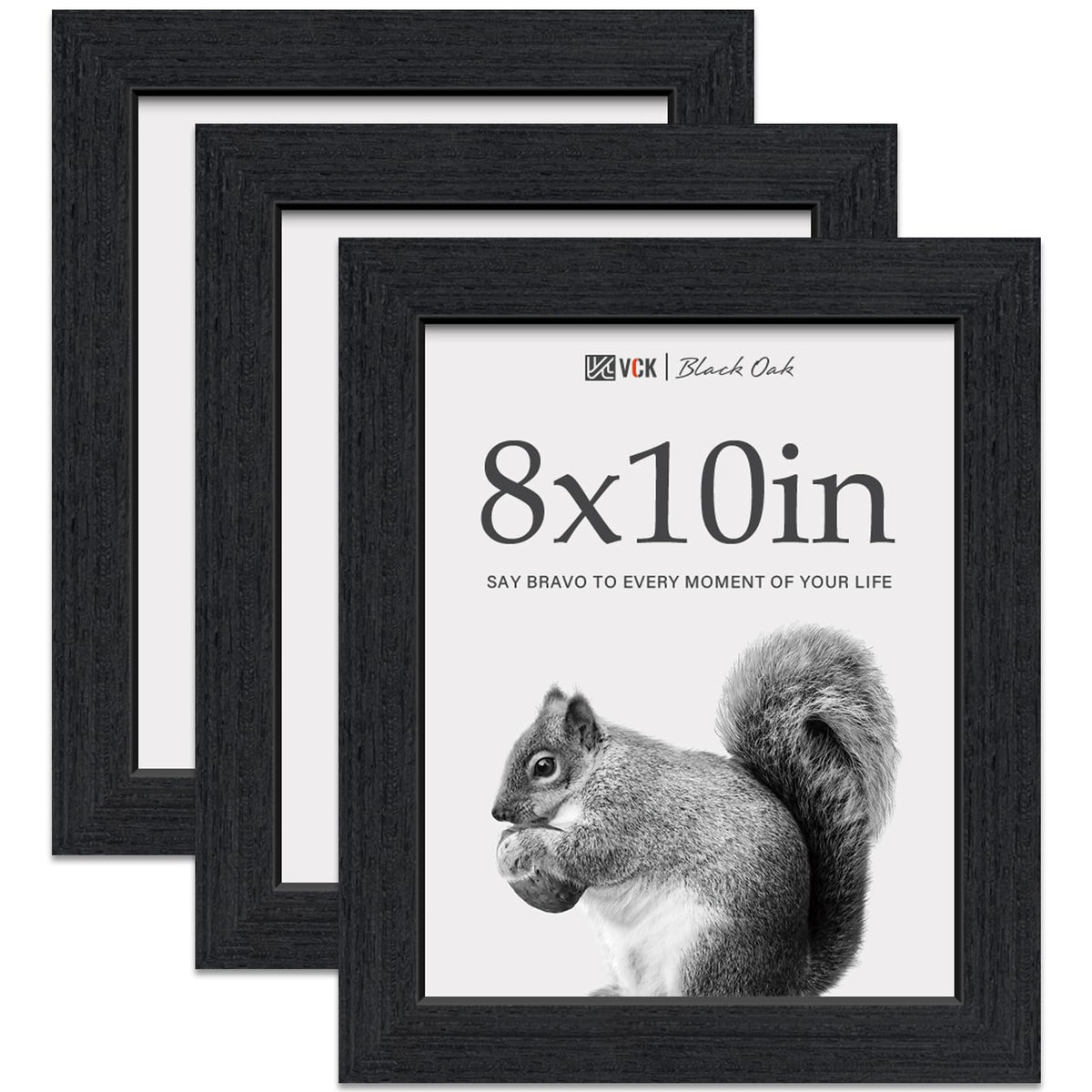 VCK 8x10 black oak frame front view shows sleek, sturdy craftsmanship for desktop display